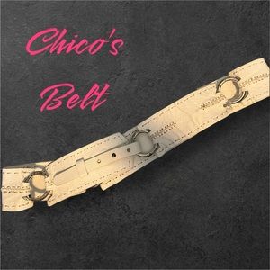 Chico’s White Leather Adjustable Belt
